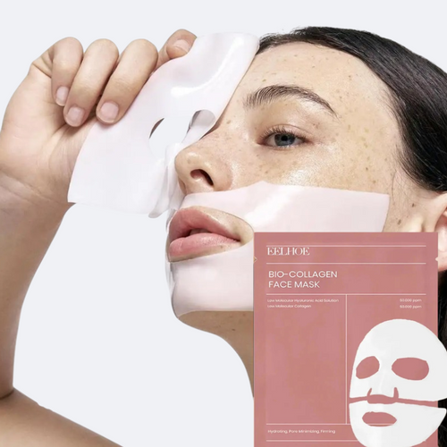 Masque Collagène hydrating face mask in elegant packaging on a marble background